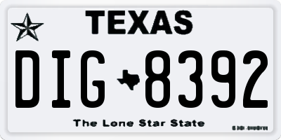 TX license plate DIG8392