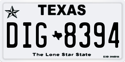 TX license plate DIG8394