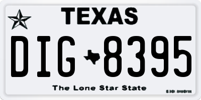 TX license plate DIG8395