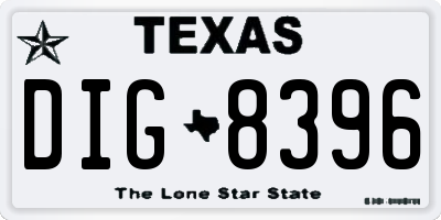 TX license plate DIG8396