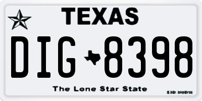 TX license plate DIG8398