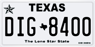 TX license plate DIG8400