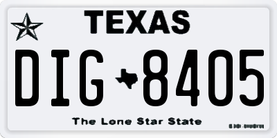 TX license plate DIG8405