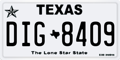 TX license plate DIG8409