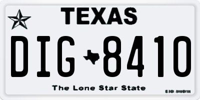 TX license plate DIG8410