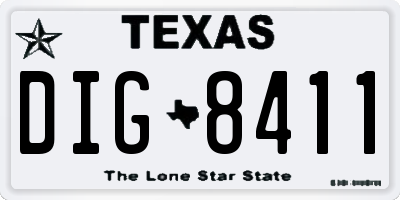 TX license plate DIG8411