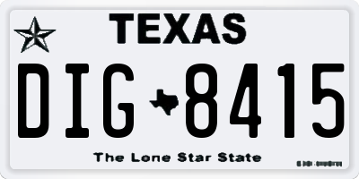 TX license plate DIG8415