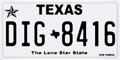 TX license plate DIG8416