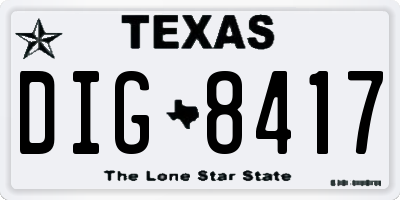 TX license plate DIG8417