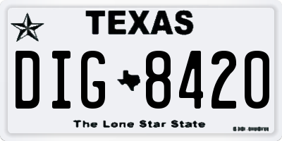 TX license plate DIG8420