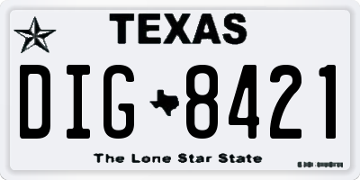 TX license plate DIG8421