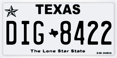 TX license plate DIG8422