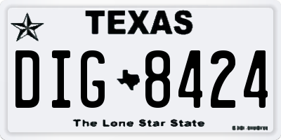 TX license plate DIG8424