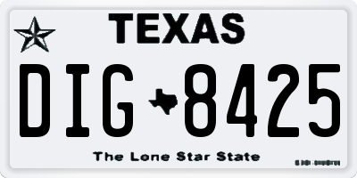 TX license plate DIG8425