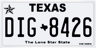 TX license plate DIG8426