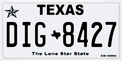 TX license plate DIG8427