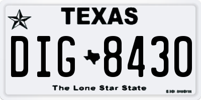 TX license plate DIG8430