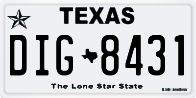 TX license plate DIG8431