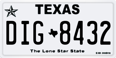 TX license plate DIG8432