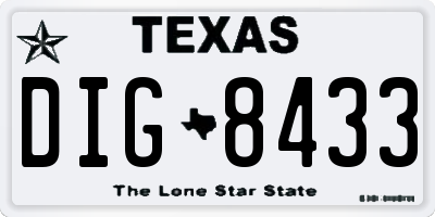 TX license plate DIG8433