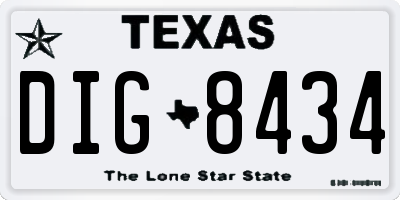 TX license plate DIG8434