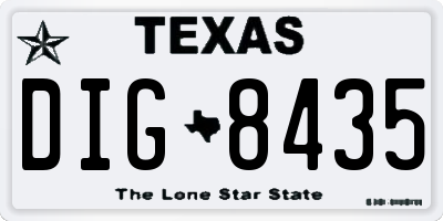 TX license plate DIG8435