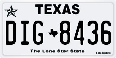 TX license plate DIG8436