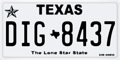 TX license plate DIG8437