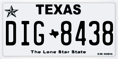 TX license plate DIG8438