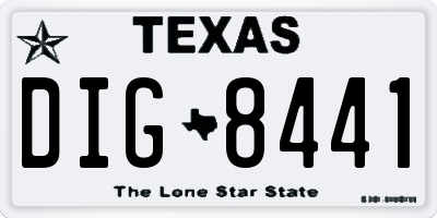 TX license plate DIG8441