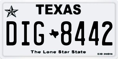 TX license plate DIG8442