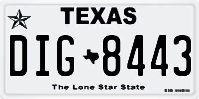 TX license plate DIG8443