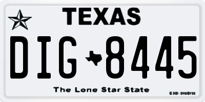 TX license plate DIG8445