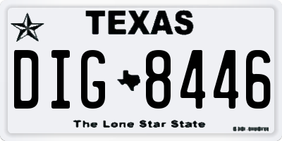 TX license plate DIG8446