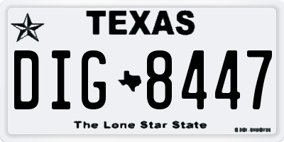 TX license plate DIG8447