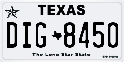 TX license plate DIG8450