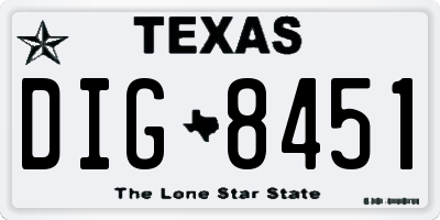 TX license plate DIG8451