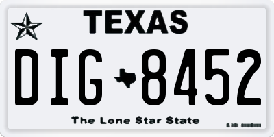 TX license plate DIG8452