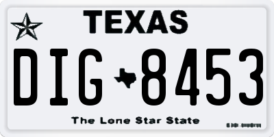 TX license plate DIG8453