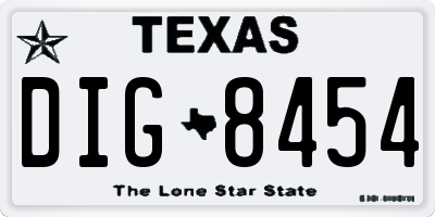 TX license plate DIG8454