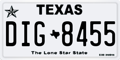 TX license plate DIG8455