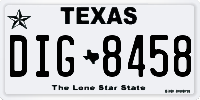 TX license plate DIG8458