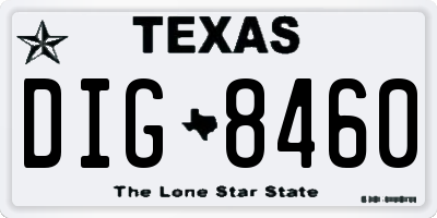 TX license plate DIG8460