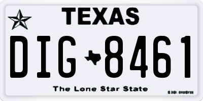 TX license plate DIG8461