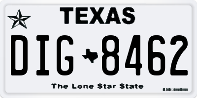 TX license plate DIG8462