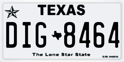TX license plate DIG8464