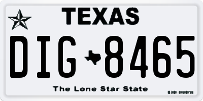 TX license plate DIG8465