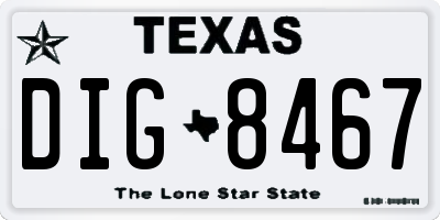 TX license plate DIG8467