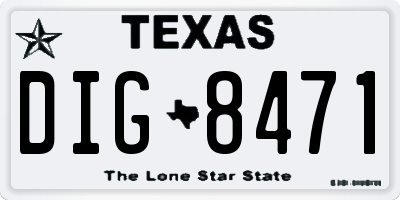 TX license plate DIG8471