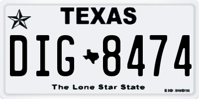 TX license plate DIG8474